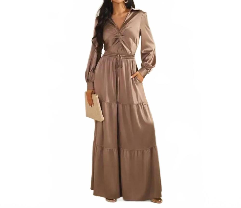 NEW THE SANG midnight luxe wide-leg jumpsuit in mocha